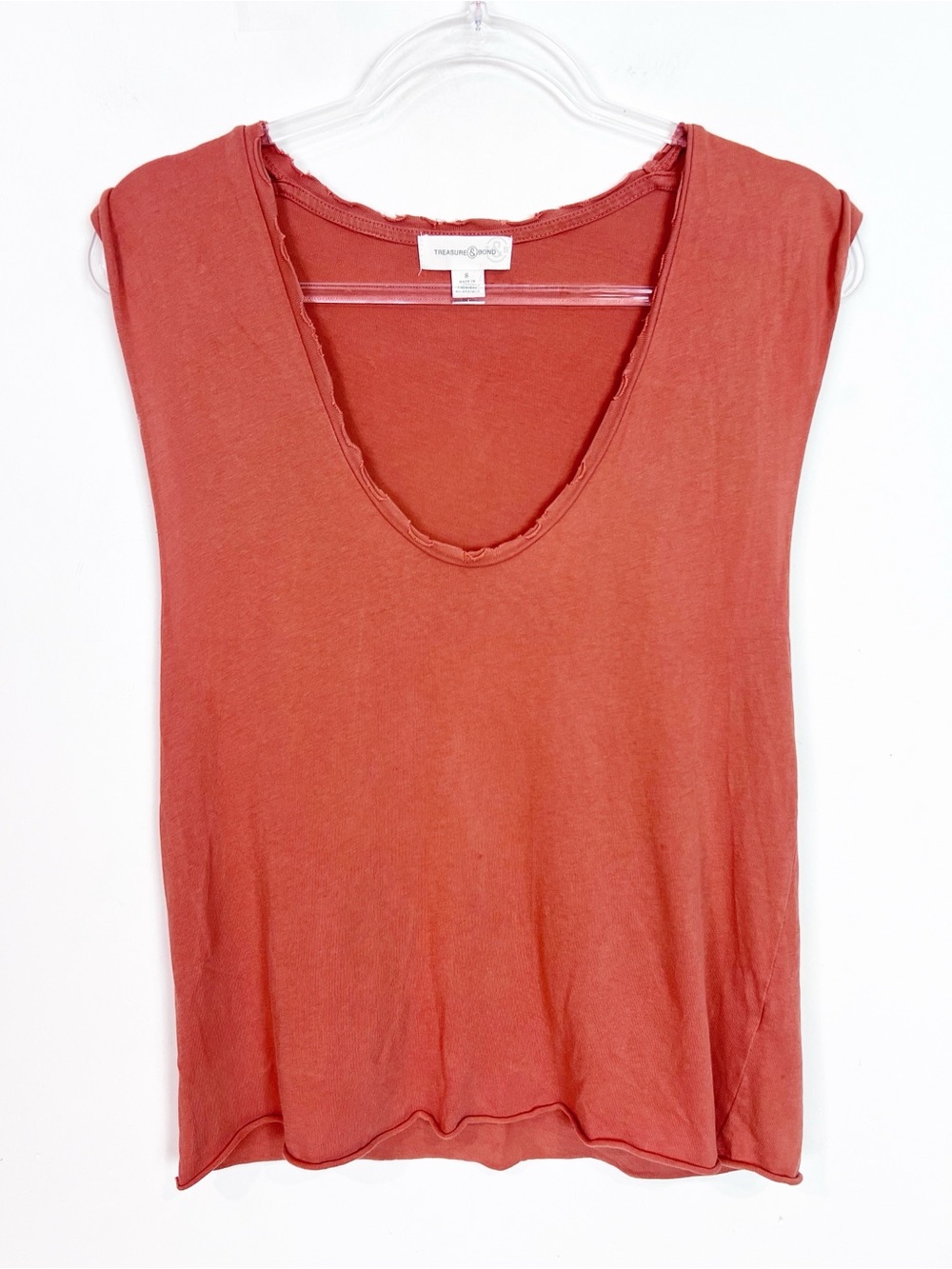 TREASURE & BOND ORANGE SLEEVELESS SCOOP NECK T-SHIRT SZ SMALL